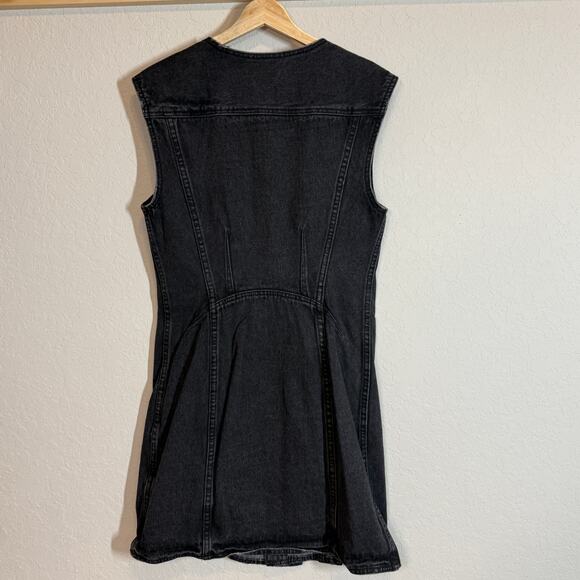 Women's 3.1 Phillip Lim Black Denim Asymmetrical Button Front Zipper Detail Sz 6 - Picture 7 of 11